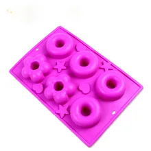 6 решеток форма цветка силиконовая форма для торта Желе пончик форма для выпечки изделий в виде кольца плесень для шоколада DIY Инструменты для торта