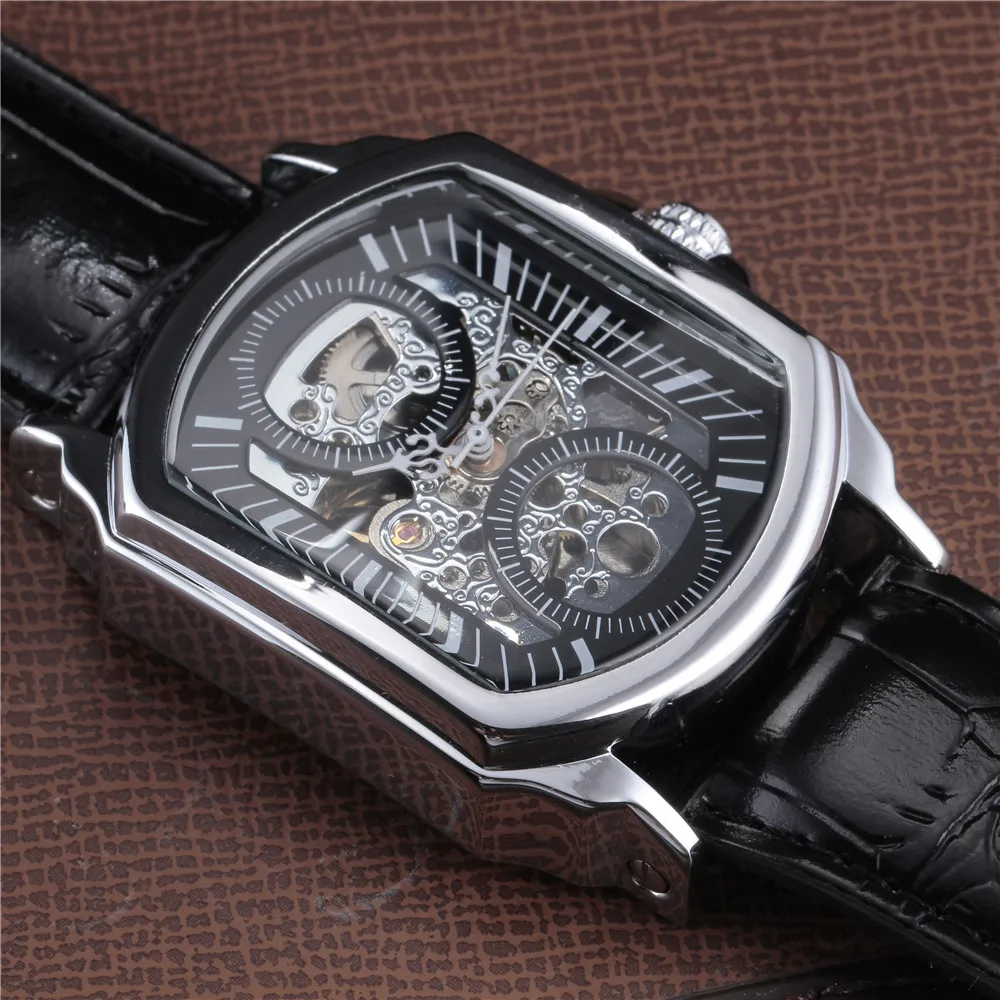 2018 الجديدة الأزياء الفائز ماركة التلقائي الهيكل العظمي ووتش تونيو تصميم جلدية باند الرجال خمر فاخرة ساعات المعصم الميكانيكية 2018 الجديدة الأزياء الفائز ماركة التلقائي الهيكل العظمي ووتش تونيو تصميم جلدية باند الرجال خمر فاخرة ساعات المعصم الميكانيكية