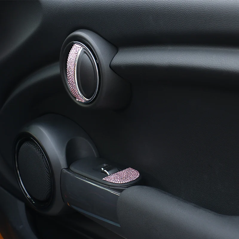 4 шт. белые кристаллы наклейки на дверные ручки для салона автомобиля Mini Cooper F56 3