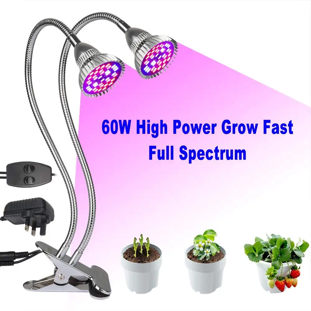 LED Grow Lamp Grow Light 60W Equivalent Full Spectrum Dual Head Plant