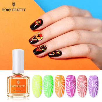 

BORN PRETTY Glow in Dark Nail Stamping Polish varnish Fluorescence Nail Art Plate Stamp Oil Gold Stamping Polish Summer Series