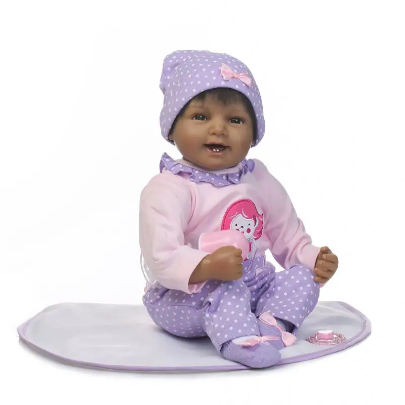 Bebes reborn черная кожа детские силиконовые куклы 55 см мягкие Новорожденные