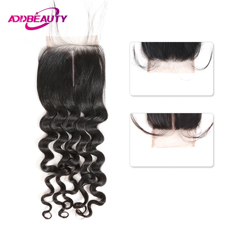 

AddBeauty Brazilian Unprocessed Virgin Human Baby Hair Natural Wave 4x4 Lace Closure Free / Middle Part Natural Color