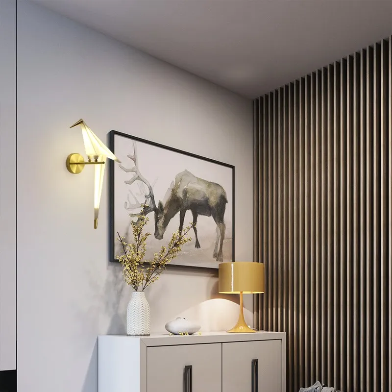  Nordic aisle bedside wall lighting for home Creative design wall decoration lamp Paper crane Sconce - 33011138880