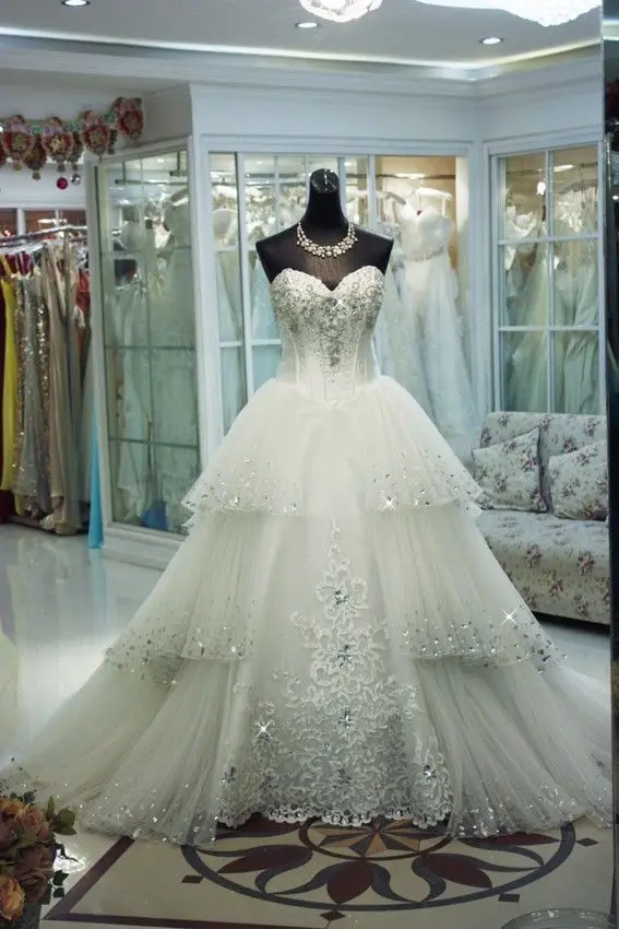 2018 Новое Модное Длинное Элегантное платье vestido de noiva Формальное Роскошное Свадебное бальное платье с кристаллами кружевные аппликации