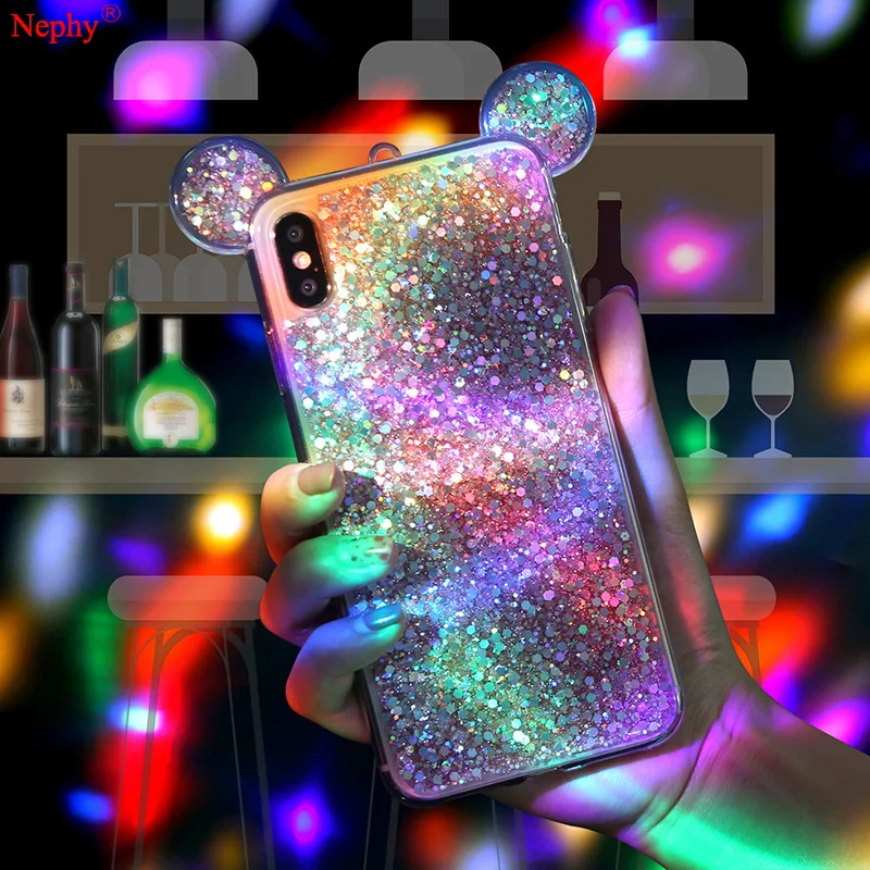 

Luxury Glitter Case For iPhone 6 S 6S 7 8 Plus 10 X XS Max XR 6Plus 7Plus 8Plus Mobile Phone Back Cover Mickey ears Soft Silicon