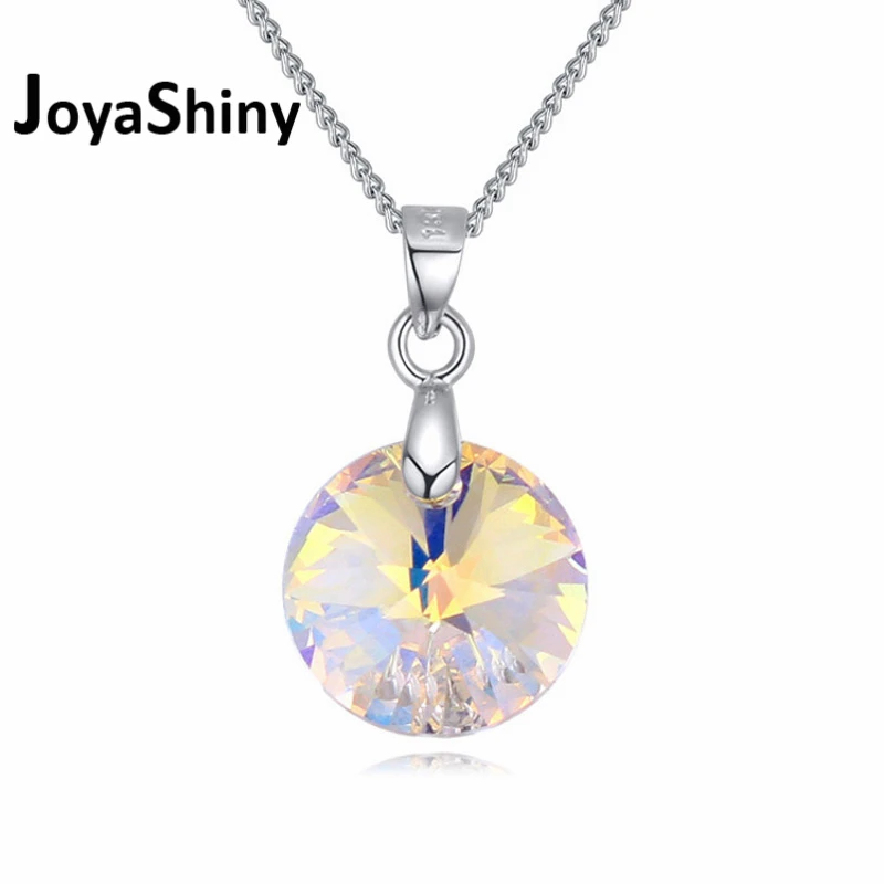 Joyashiny классическое круглое ожерелье с кристаллами от Swarovski Elements серебряное ожерелье с цепочкой для женщин детские ювелирные изделия