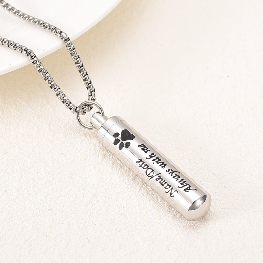 

Engrave"Always In My Heart,Paw Print"50Pcs Cylinder Pendant With Free DHL Shipping Payment Link
