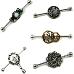 Showlove 1 set Industrial Piercing Barbells Ear Studs Earrings Plugs Unique Design Body Jewelry