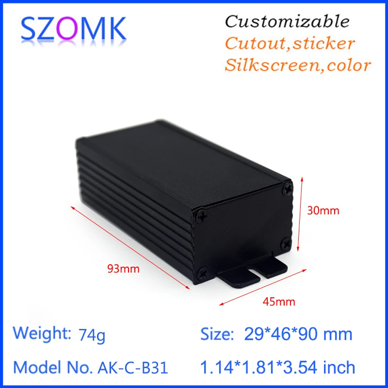 

1 pc, 29*46*90mm szomk enclosure electronics aluminum case diy box top sales diy amplifier enclosure small aluminum box case