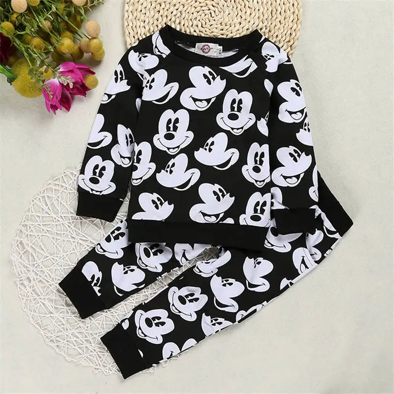 3PCS Boys Sets Cartoon Mickey Minnie Suits Coat+T-shirt+Pant Sets For Kids Autumn Girls Clothes Casual Sport Children Clothing