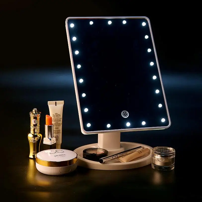 

LED Desktop rotation Makeup Mirror Vanity Compact Make Up Pocket Mirrors 10X Magnifying Glasses Makeup Cosmetic Hand Mirror USB