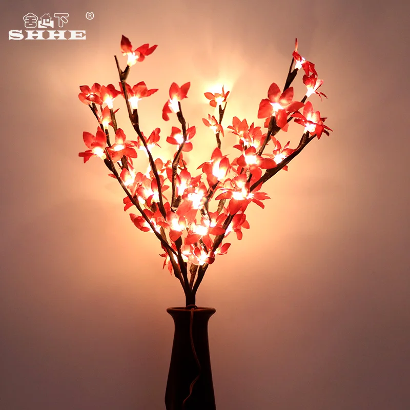 Winter Jasmine Artificial Flower Twig Branch Fl Lights 50cm Winter Jasmine Artificial Flower Twig Branch Fl Lights 50cm Battery Blossom Decorative Tree Plants Led Branches Lighting In Holiday From
