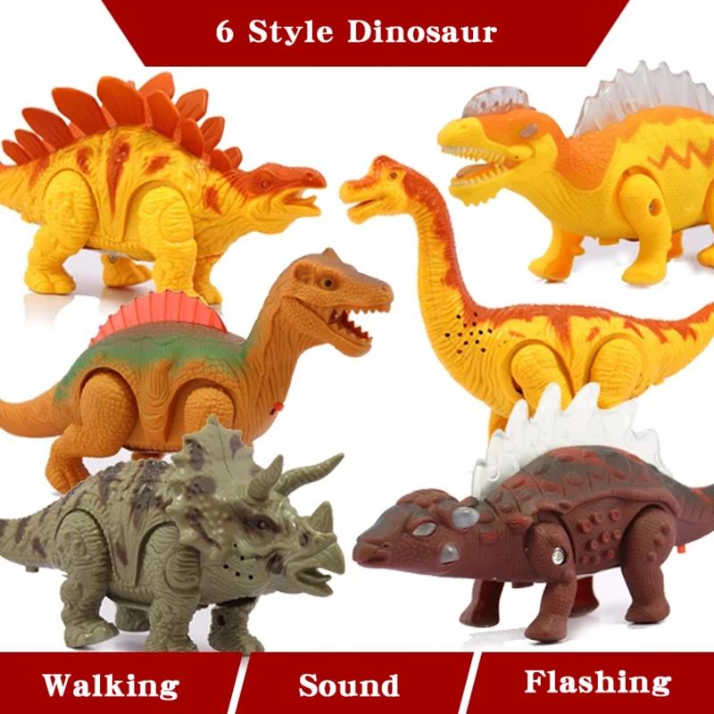 

Walking With Sound Luminescence Funny Electronic Brachiosaurus Triceratops Dinosaur Plastic Model Educational Elektronic Toy