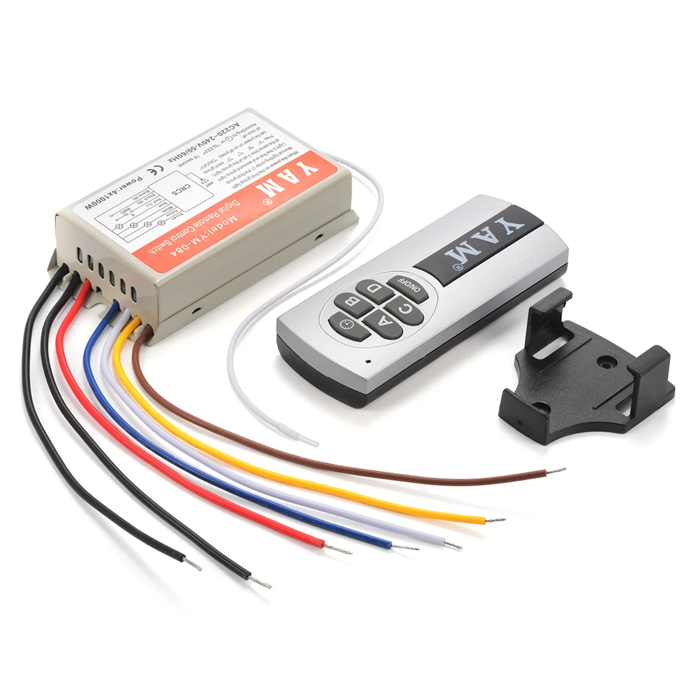 

YAM 4 Ways Wireless Light ON/OFF 220V Digital Remote Control Switch Transmitter HT797