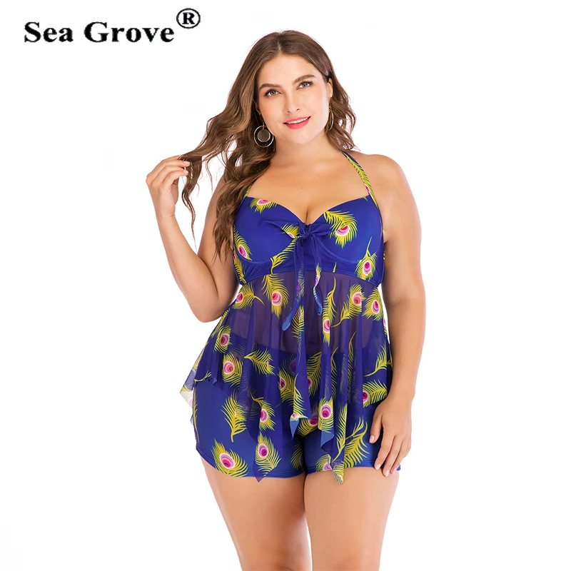 

Large Size Through Spaghetti Strap print Plus Size Beach Cover Up Cover-Up Transparent Beach Dress Women Swimwear