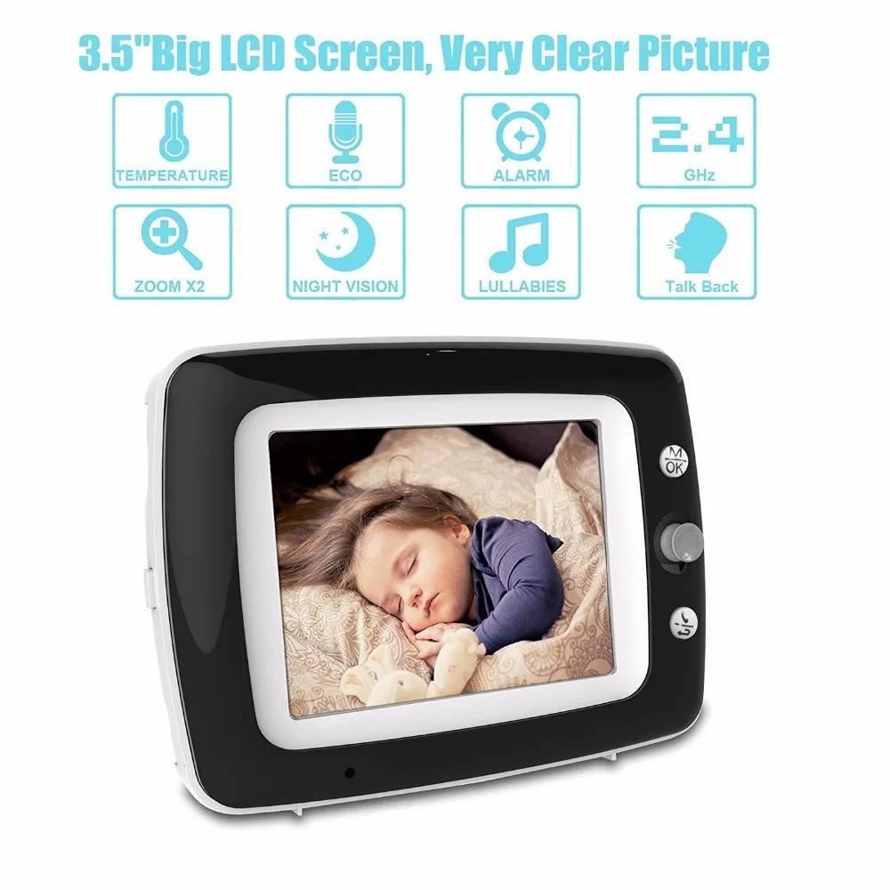

BQ35 Video Baby Sleeping Monitor 2.4G Wireless With 3.5 Inches LCD 2 Way Audio Talk Night Vision Surveillance Security Camera