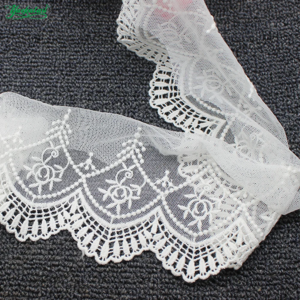 YACKALASI 10 Yds Tulle Embroidered Lace Fabric Soft Tulle Sewing Lace