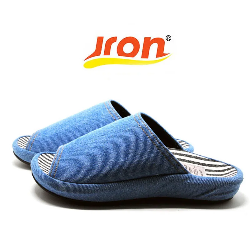 

Jron Spring Autumn Woman Slipper Toes Exposed Household Cotton Sofa Fabric Slipper Water-proof Anti-slip Sole Men Indoor Slipper