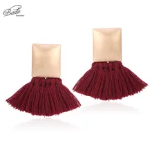 Badu темно-красный хлопок кисточкой серьги для Для женщин Винтаж Модные украшения для осень-зима серьги цвета: золотистый, серебристый шпильки подарок