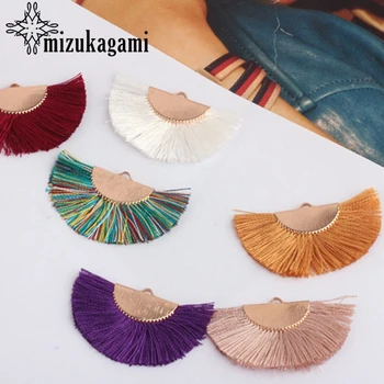 

Earrings Jewelry Fan Shaped Cotton Tassels Charms Pendant 10pcs/lot For DIY Fashion Earrings Making Jewelry