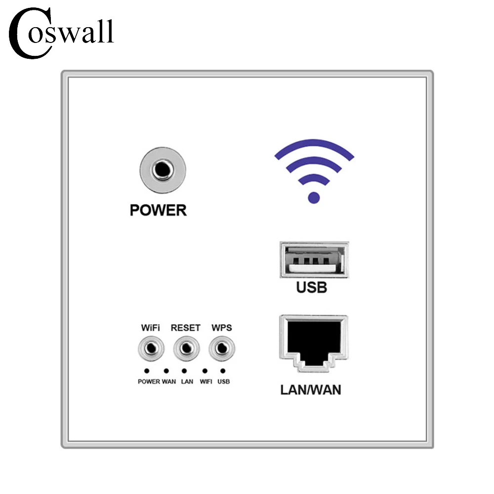 

COSWALL 300M Wall Embedded Wireless AP Router USB Charging Port 1500mA Output Wall WIFI Routeur Panel Socket