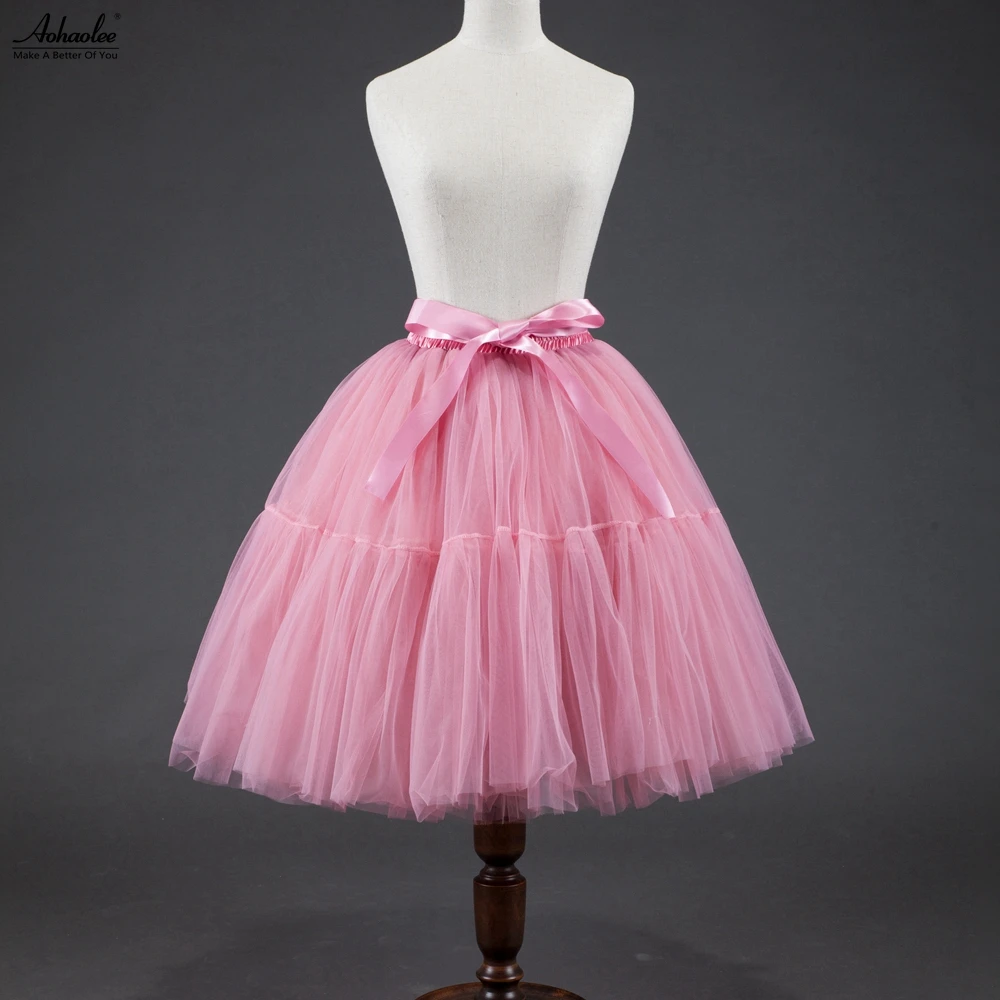 Aohaolee 5 layer midi tutu rokken knielengte vintage tulle rok Vrouwen Lolita Petticoat Party Prom Rokken Falda Mujer Saia Jupe Aohaolee 5 layer midi tutu rokken knielengte vintage tulle rok Vrouwen Lolita Petticoat Party Prom Rokken Falda Mujer Saia Jupe