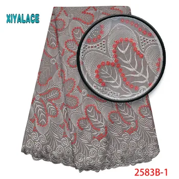 

African Lace Fabric 2019 High Quality Lace Voile Lace Fabric New Design Swiss Voile Lace Switzerland Add Stones YA2583B-1