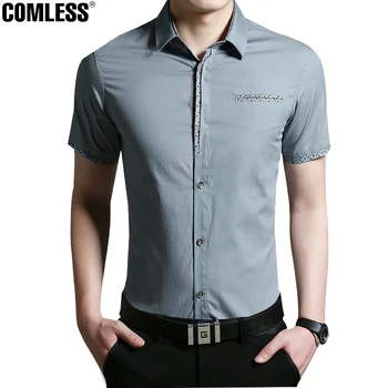 

2016 New Fashion Casual Men Shirt Short Sleeve Trend Slim Fit Shirt Men High Quality Thin Mens Dress Shirts Men Clothes Plus 5XL