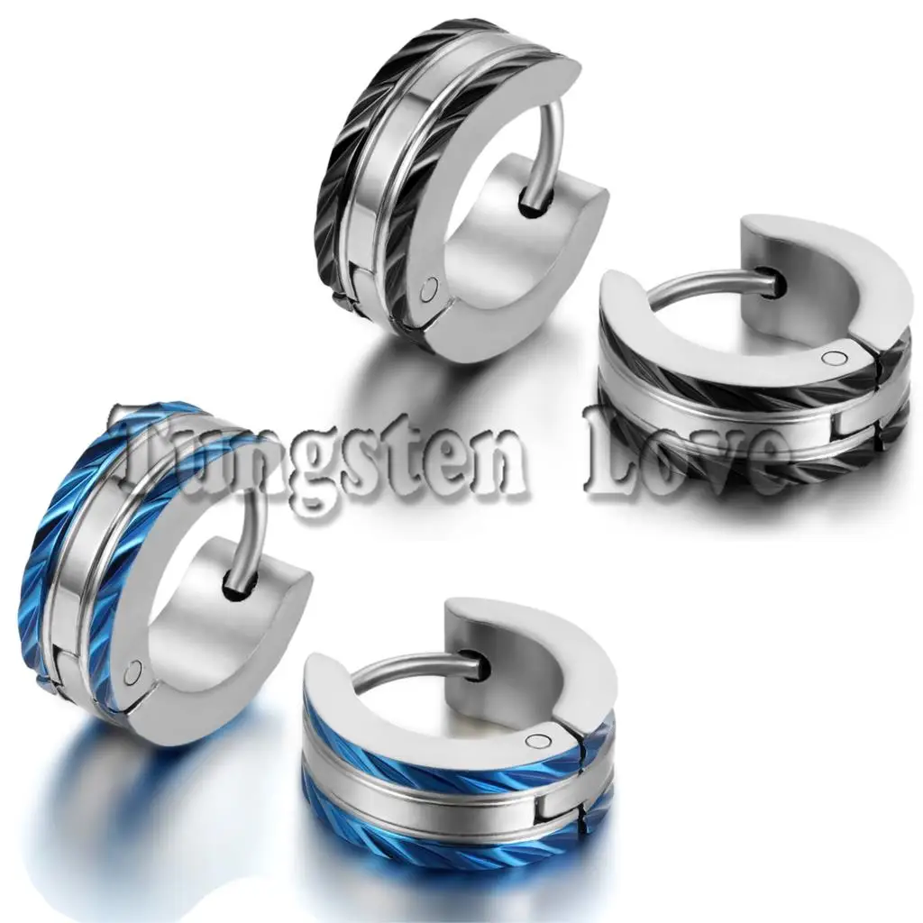 1 Pair Fashion Mens 316l Stainless Steel Huggies Hoop Earrings 1 Pair Fashion Mens 316l Stainless Steel Huggies Hoop Earrings Whole Penntes Aros Hombre Black Blue Color Selectable