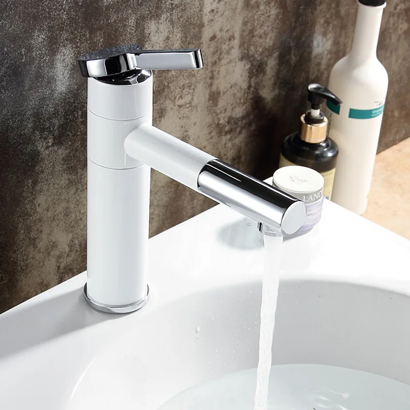 Бассейна смесителя 360 градусов Поворот Тип бассейна кран белый и серебряной хромированной отделкой Смесители для ванной комнаты одной