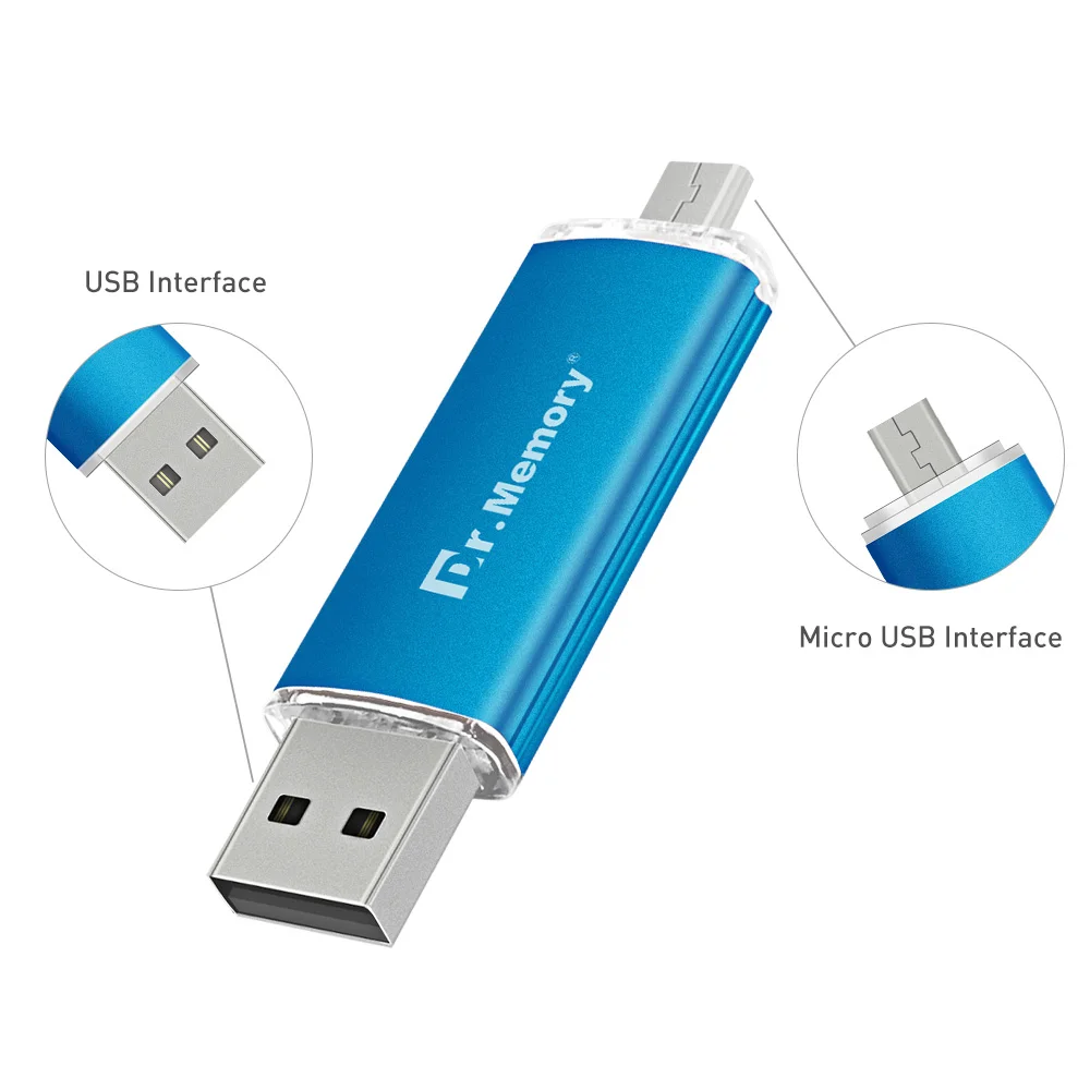 OTG USB флеш-накопитель 32GB USB 2,0 флэш-диск 64 ГБ флеш-накопитель 16Гб 8Гб 4Гб ГБ флэш-накопитель для Android мобильных телефонов, планшетов - Цвет: Blue