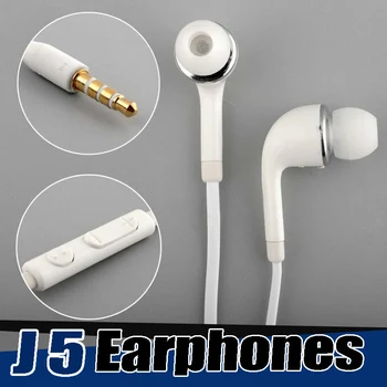 

500PCS/Lot NEW 1.2m Mic and volume control Stereo J5 earphones In Ear wired Earphone Earbuds For Samsung HTC Xiaomi smartphones