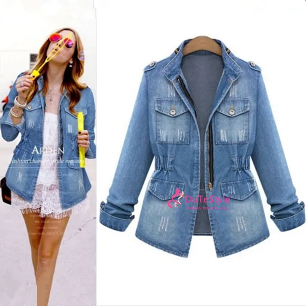 

Coats New Direct Selling Cotton Pockets Pleated Epaulet Full Slim Large Size Women's Jacket 2017 Drawstring Waist Lovers Female
