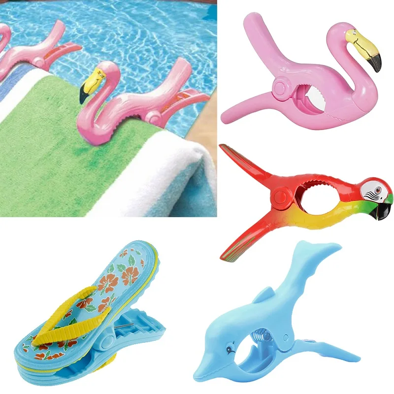 

1pcs Cute Simulation Animal Plastic Clothes Clip Beach Towel Clamp To Prevent The Wind Clamp Clothes Pegs Drying Retaining Clip
