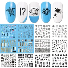 12 видов конструкций слайдер наклейка для ногтей персональный граффити переводная наклейка с водой хлопья краска для ногтей украшения LABN1225-1236