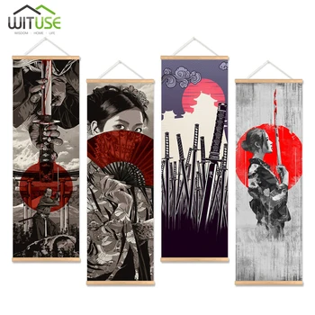 

Japanese Ukiyoe for HD canvas poster wall pictures for living room decoration painting wall art with solid wood hanging scroll