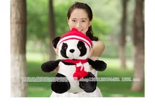 high quality , lovely red stripes hat scarf panda plush toy,Christmas gift h92