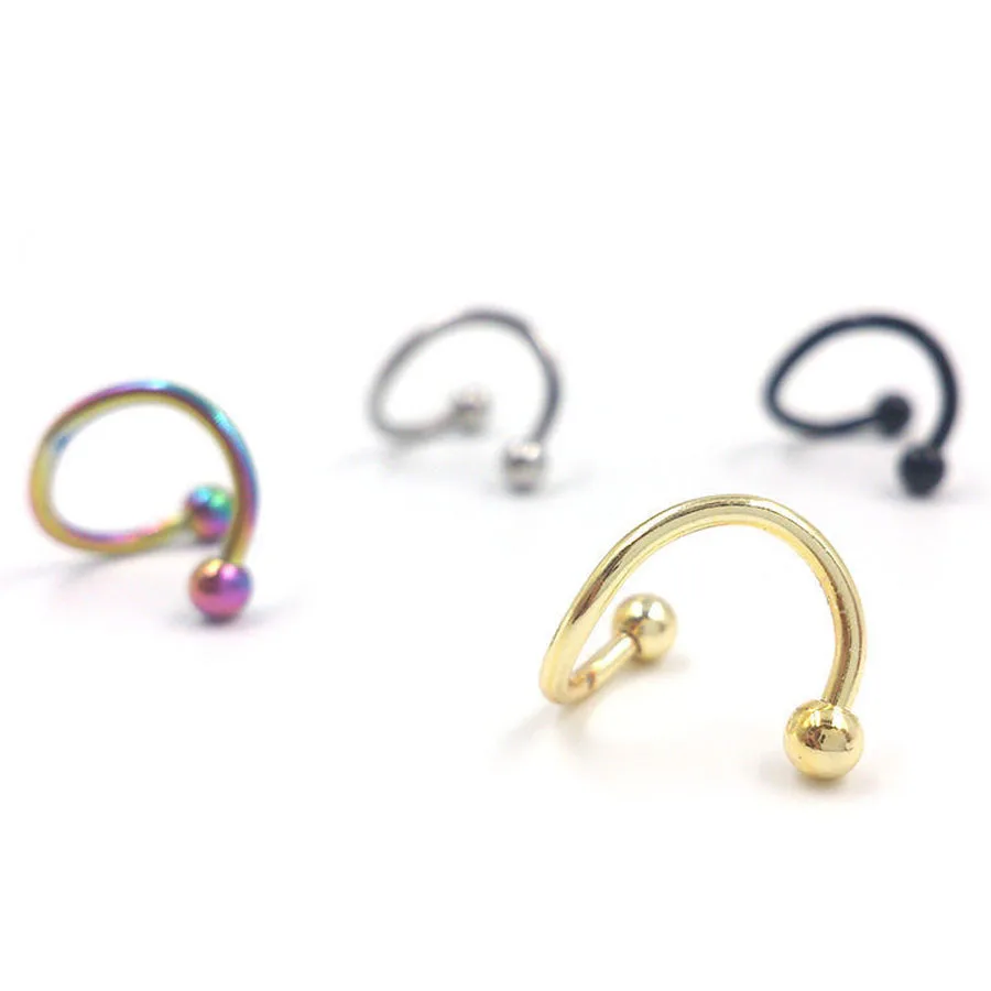 10pcs 4 colors mix Surgical Steel Spiral Twister Helix Stud Lip Nose