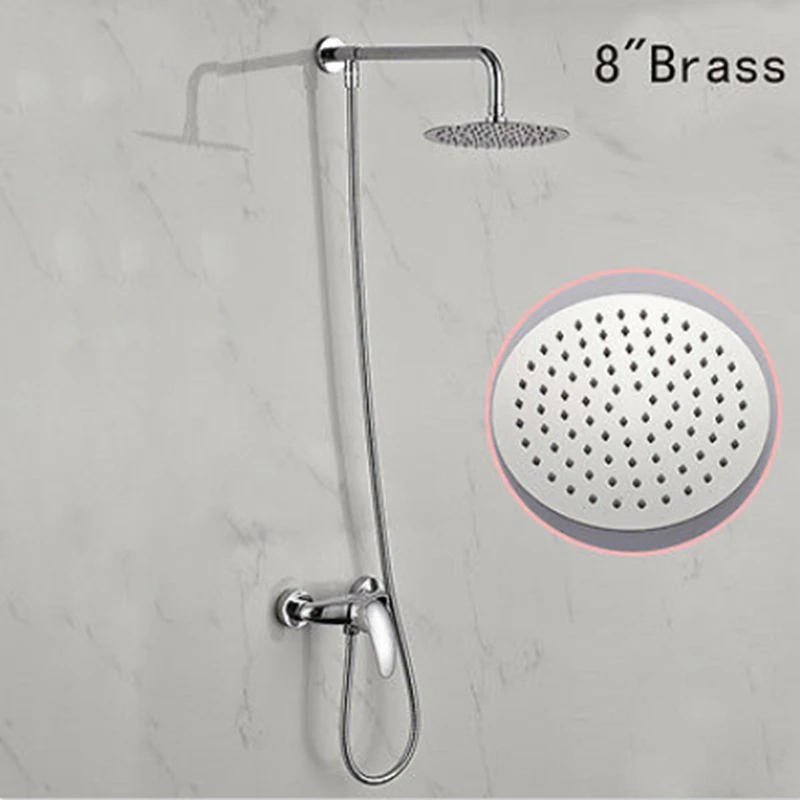 

Modern Wall Mounted Polish Chrome Bathroom Shower Faucet +Shower Arm+Shower Head