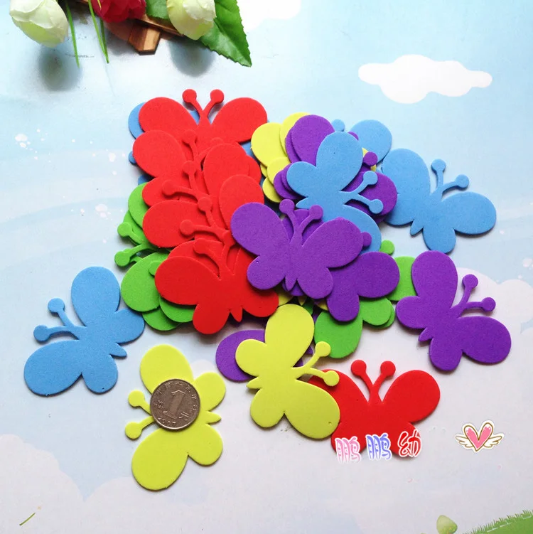 

(60pcs/lot)Multi-colored Butterfly Pattern EVA Foam Wall Decoration Children DIY EVA Production Material Without Sticker