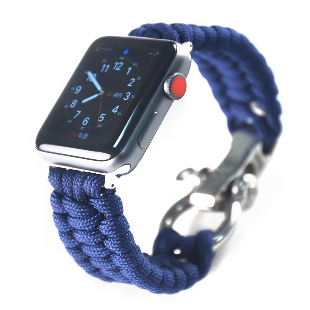 Серия 5 4 3 2 1 нейлоновый веревочный ремешок для Apple Watch band 38 мм 40 мм браслет для выживания paracord для iwatch Band 42 мм 44 мм