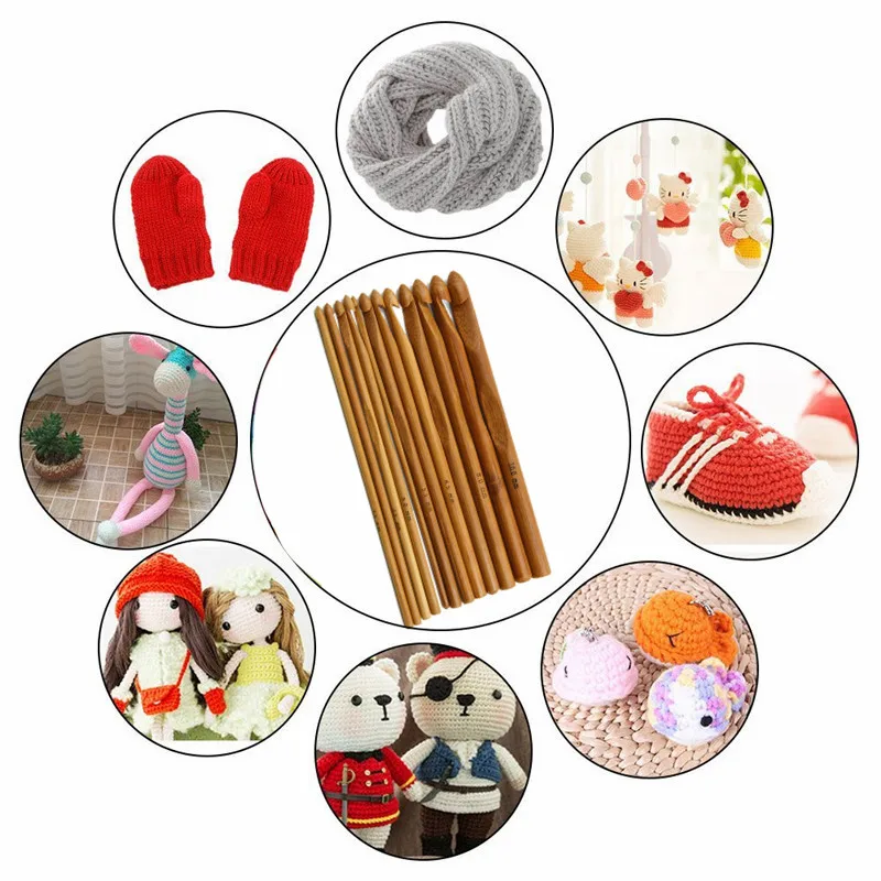 KOKNIT Бамбуковые Спицы для вязания 3 10 мм набор крючков инструменты изготовления