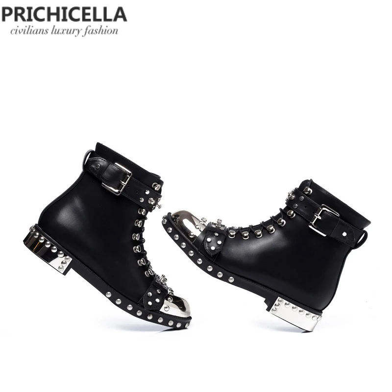 PRICHICELLA qualidade preto flats de couro genuíno