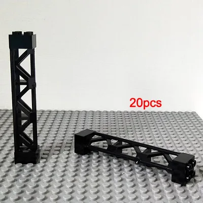 Free Shipping!BEIMONGO Blocks MOC Lattice Tower 2x2x10 W/Cross Pillar 20pcs Architecture Model DIY Kids' Toys can be compitabled - Цвет: Black