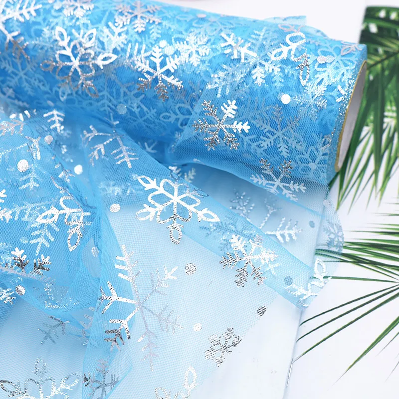 15cm x 10Y 눈송이 Tulle 롤 베이비 스커트 Tulle 바느질 메쉬 패브릭 DIY 투투 스커트 Organza 생일 파티 크리스마스 공예 장식