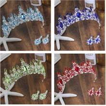 Princess hair band for women bridal wedding tiara crown earrings sets headdress Prom Hairbands female hair jewelry accessories