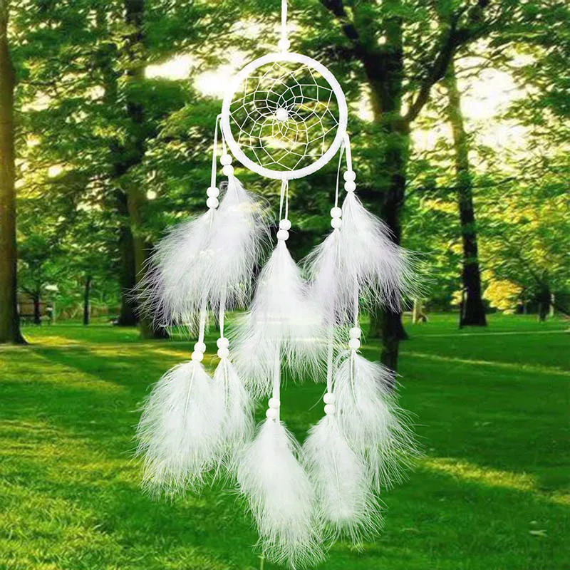 

Home Pendant Decoration Wind Bells Wall Hanging Catching Monternet Wedding Party Decor Feathers Handmade 1PC Dream Catcher