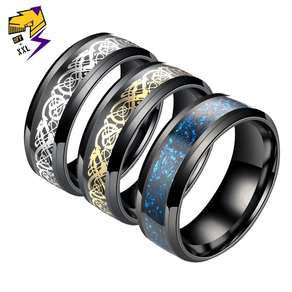 

Trendy Black Stainless Steel Dragon Rings Men Women Serpent Punk Aneis Jewelry