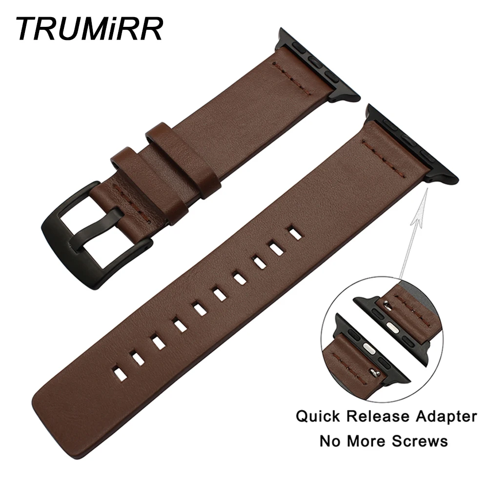 Italy Genuine Leather Watchband + New Adapters for iWatch Apple Watch 38mm 42mm Series 1 2 3 Band Steel Buckle Wrist Strap | Наручные